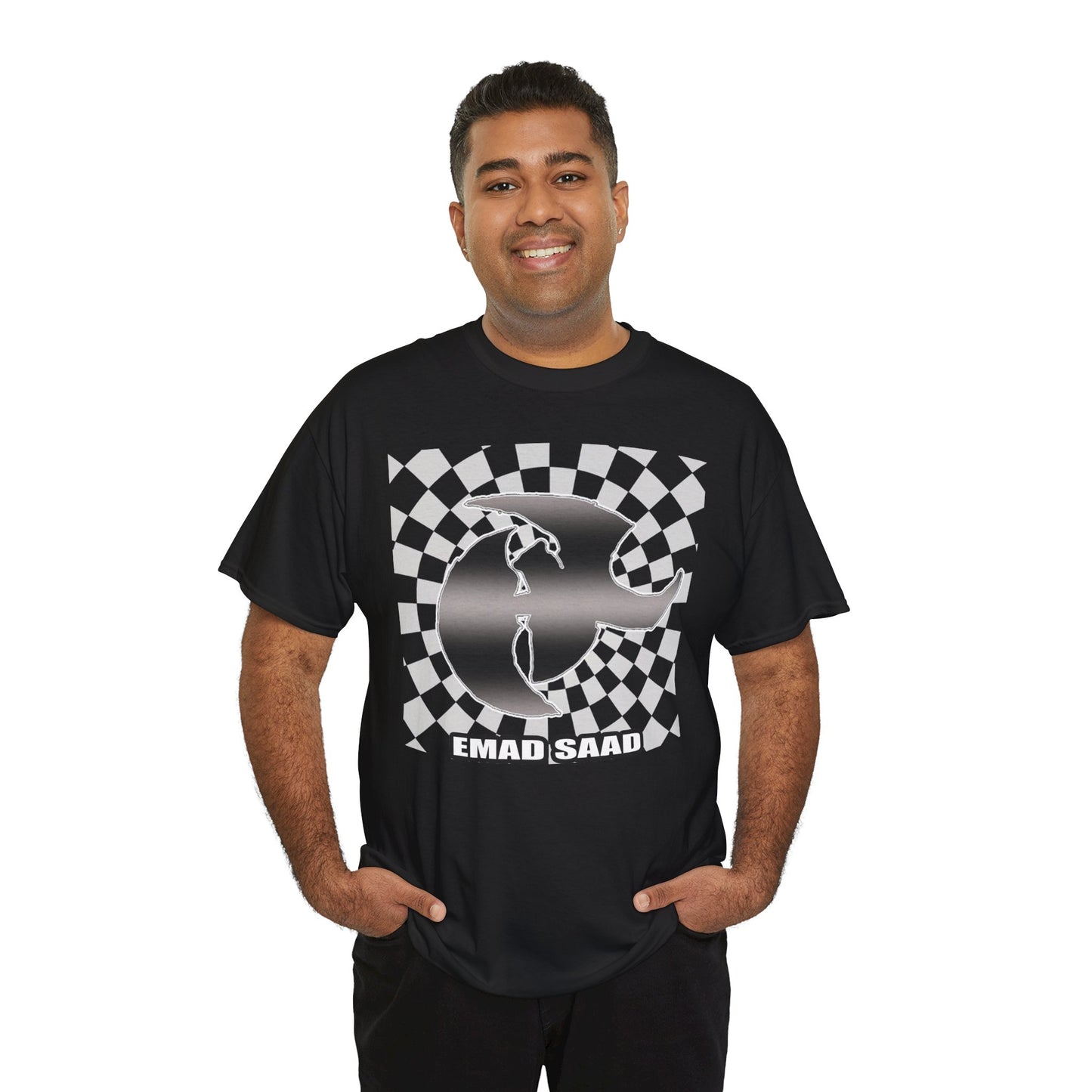 Emad Saad Checkerboard Graphic Unisex Heavy Cotton Tee