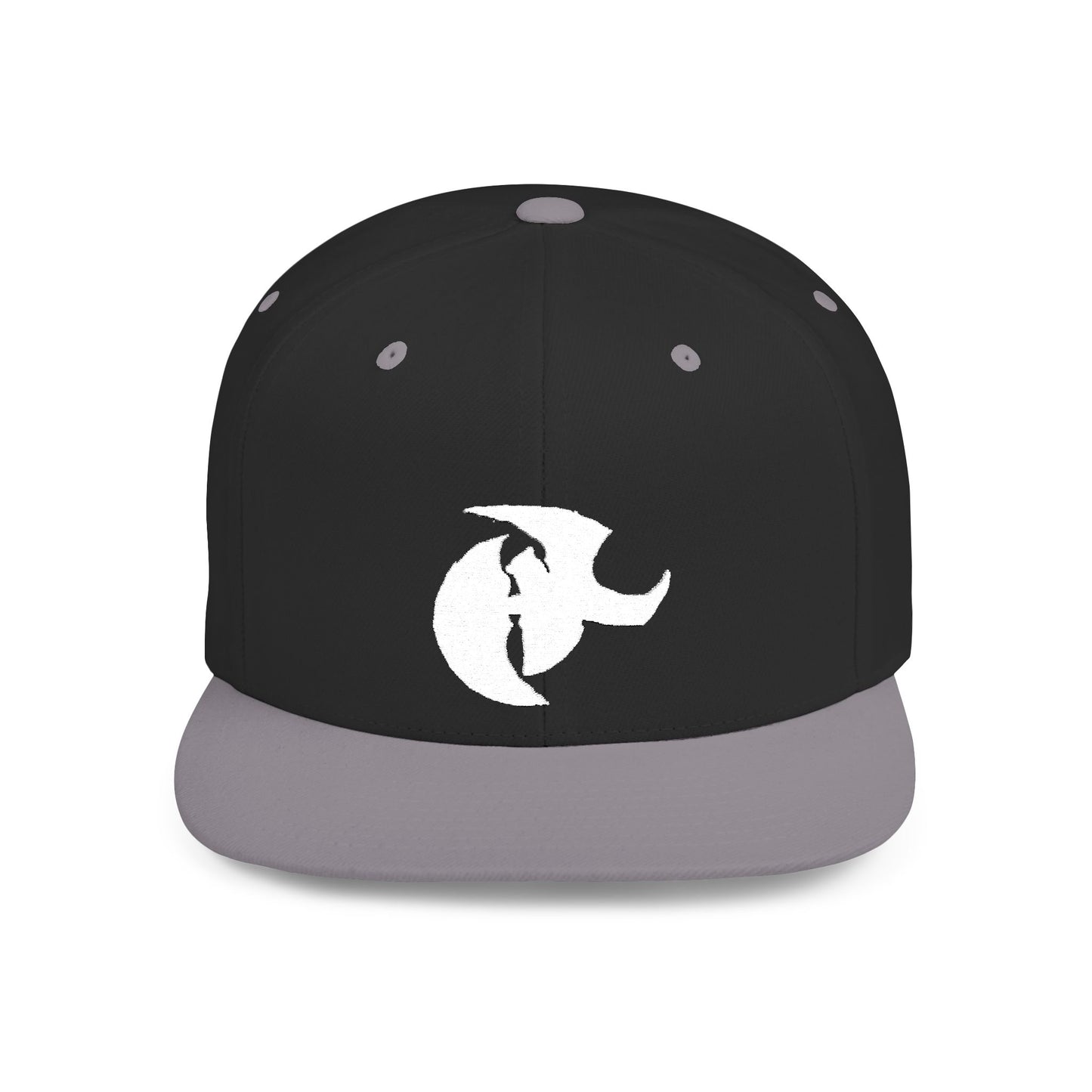 HK White LOGO  Flat Bill Snapback Hat | Stylish Casual Accessory
