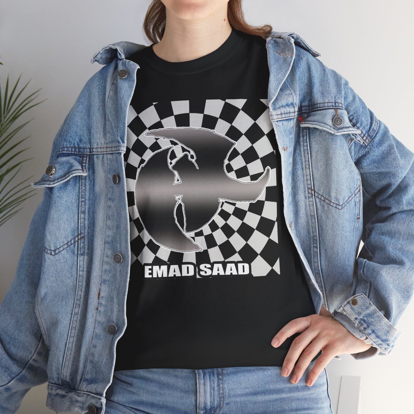 Emad Saad Checkerboard Graphic Unisex Heavy Cotton Tee