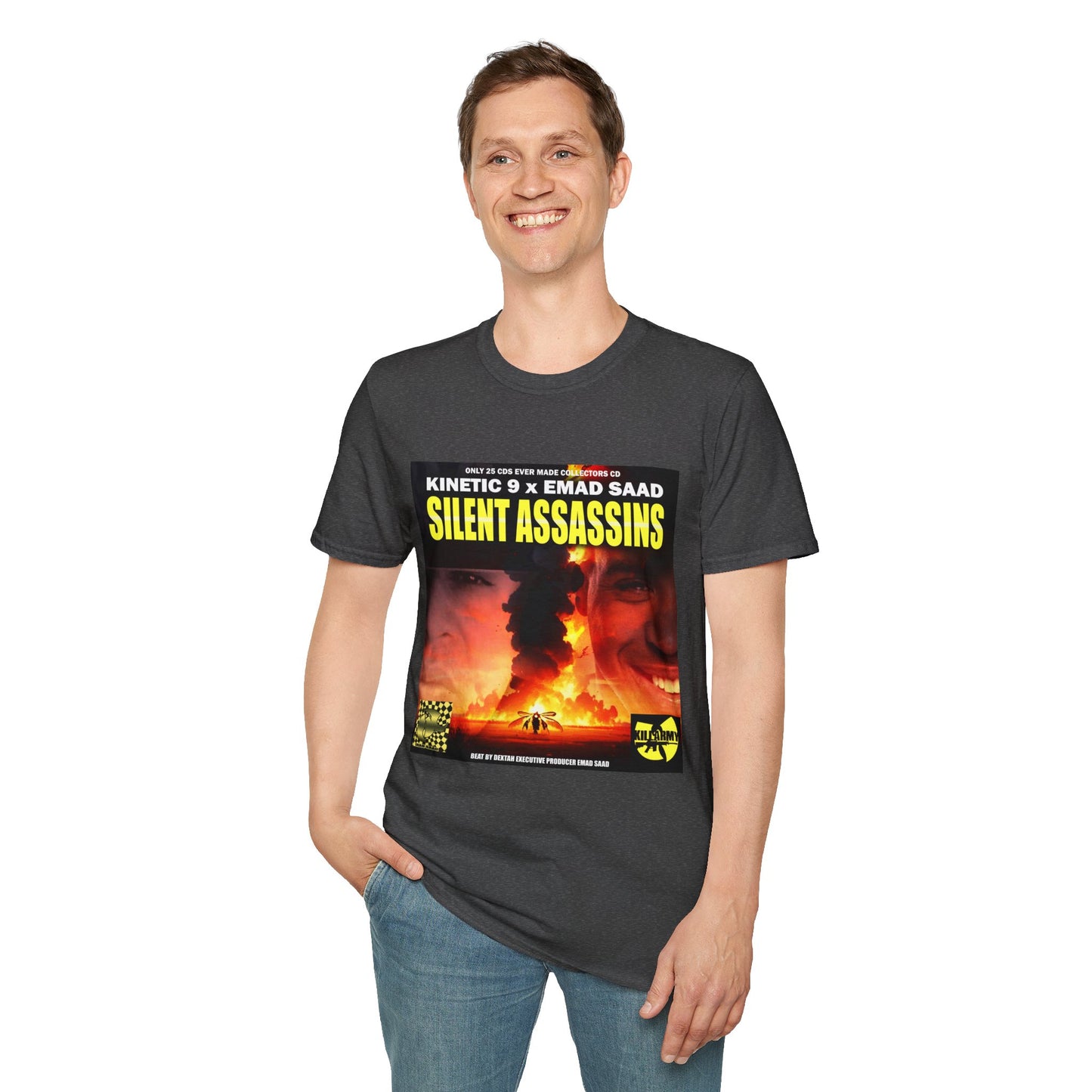 Silent Assassins Graphic T‑Shirt – Kinetic 9  x Emad Saad Album Art Tee