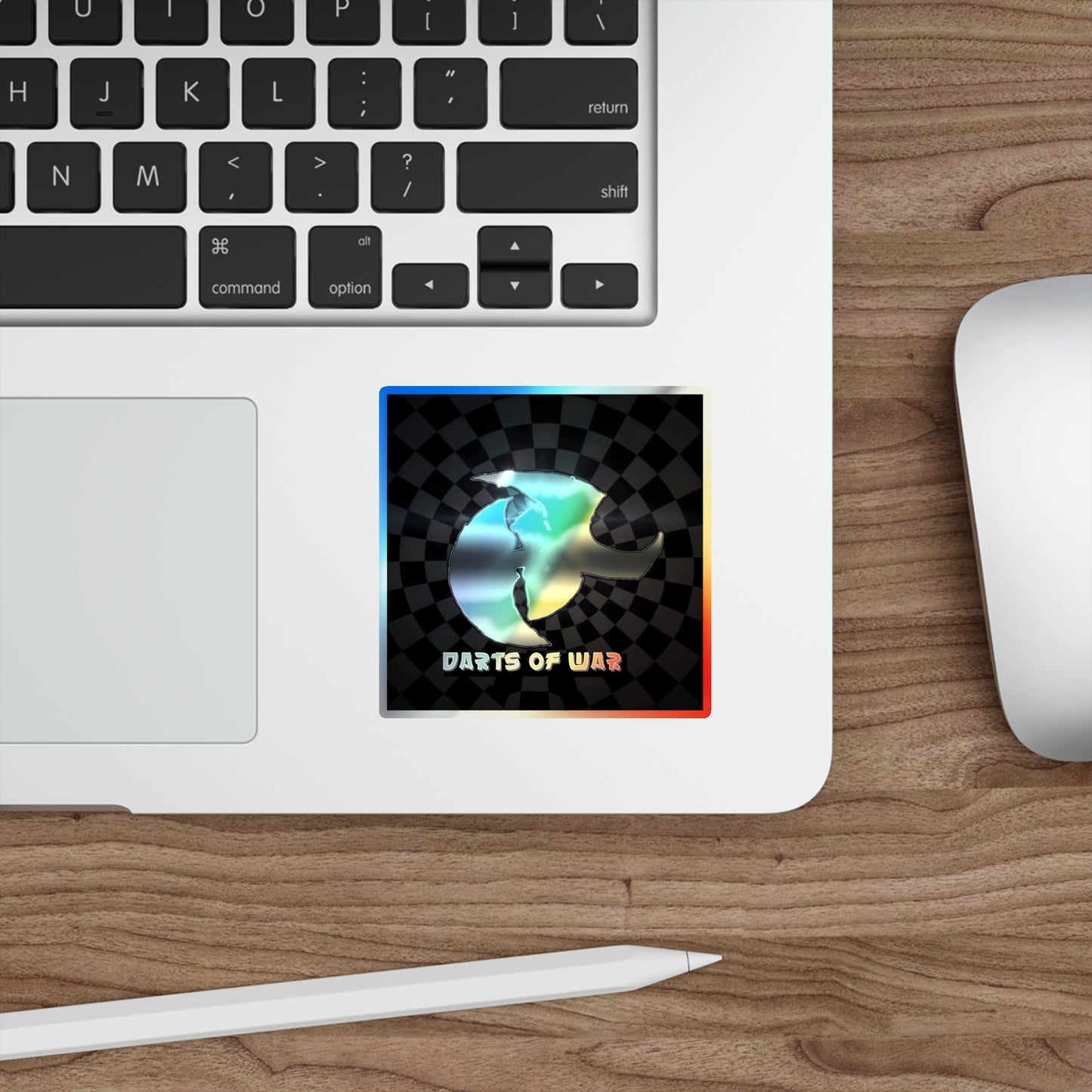 Holographic Die-Cut Sticker — Iridescent 'Darts of War' Logo