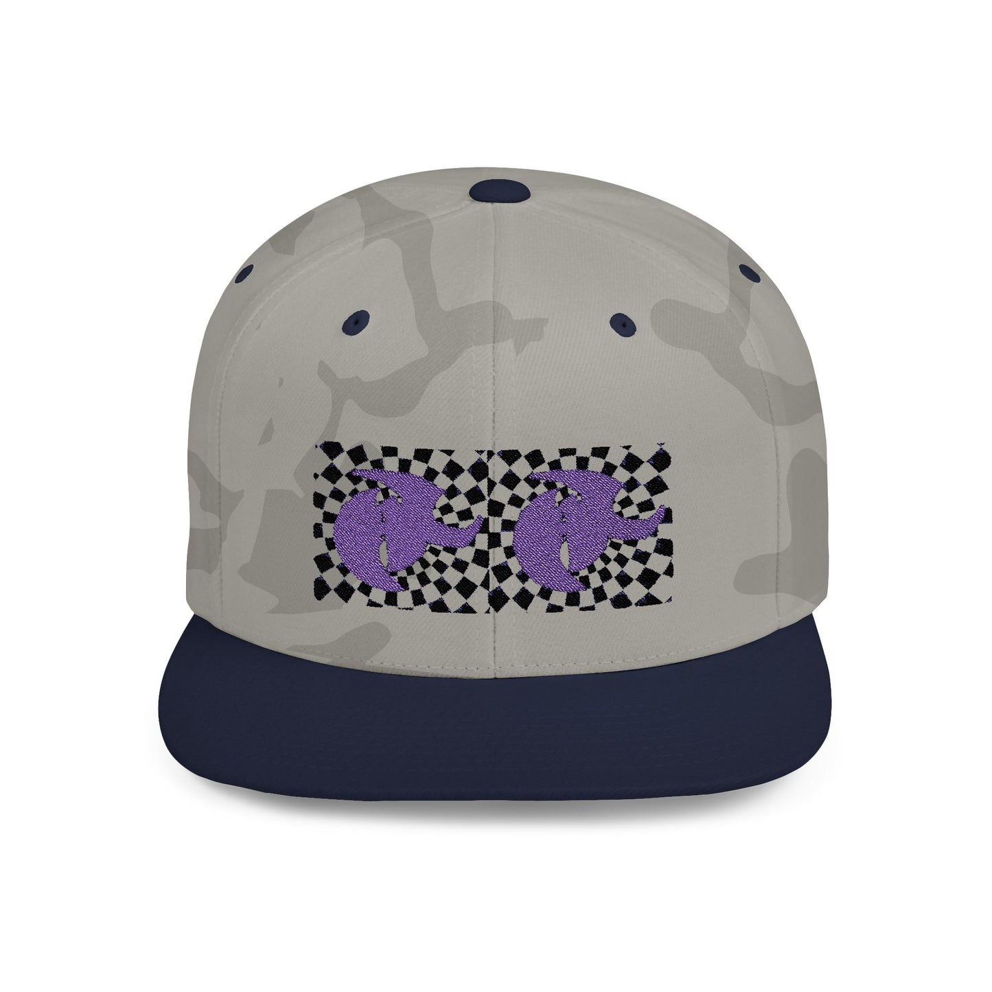 HK LOGO  Checkerboard Flat Bill Snapback CAP