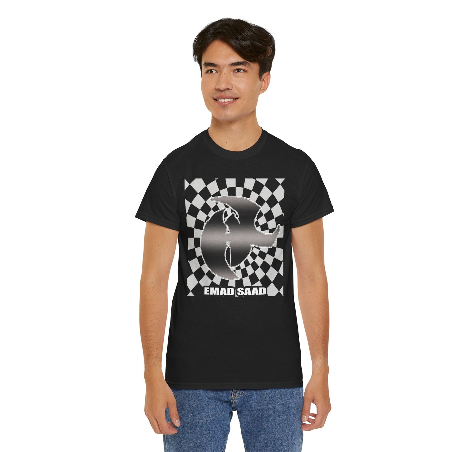 Emad Saad Checkerboard Graphic Unisex Heavy Cotton Tee