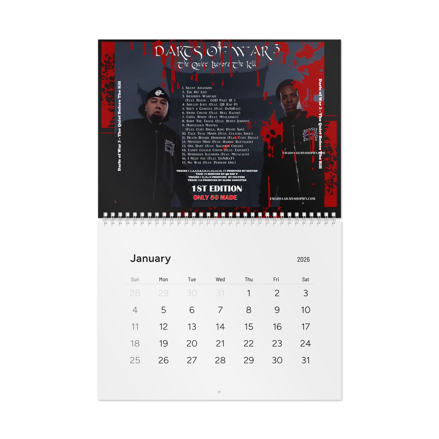 DARTS OF WAR 3  2026 Wall Calendar