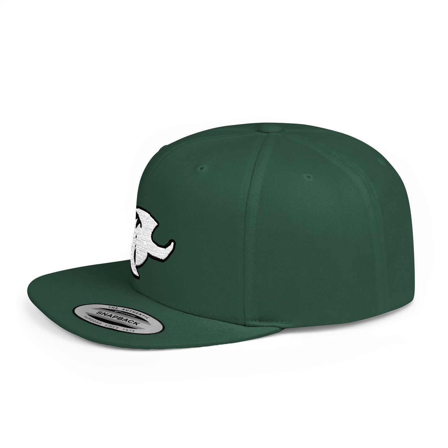 HK Logo Flat Bill Snapback - Trendy White Cap for Casual Style