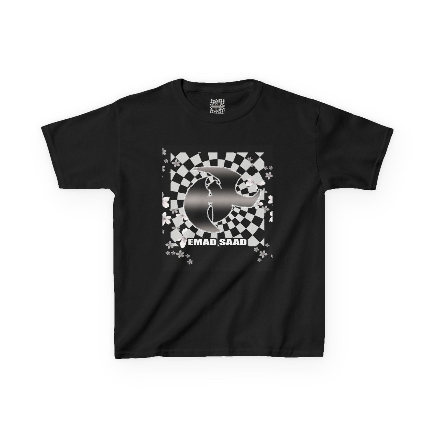 Kids Tee — Checkered HK Graphic with “EMAD SAAD”