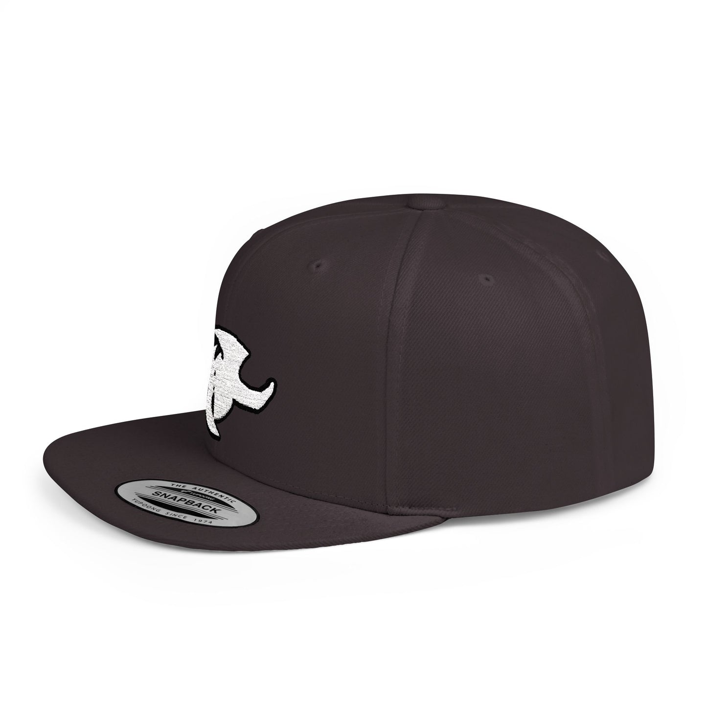 HK Logo Flat Bill Snapback - Trendy White Cap for Casual Style