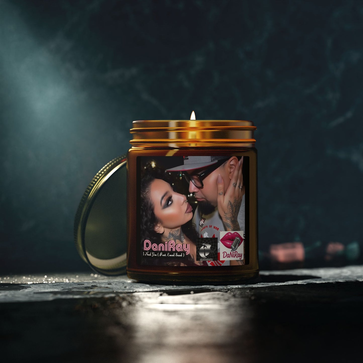 I Need You Scented Candle — 4oz/9oz Amber Jar (Romantic Kiss Label)