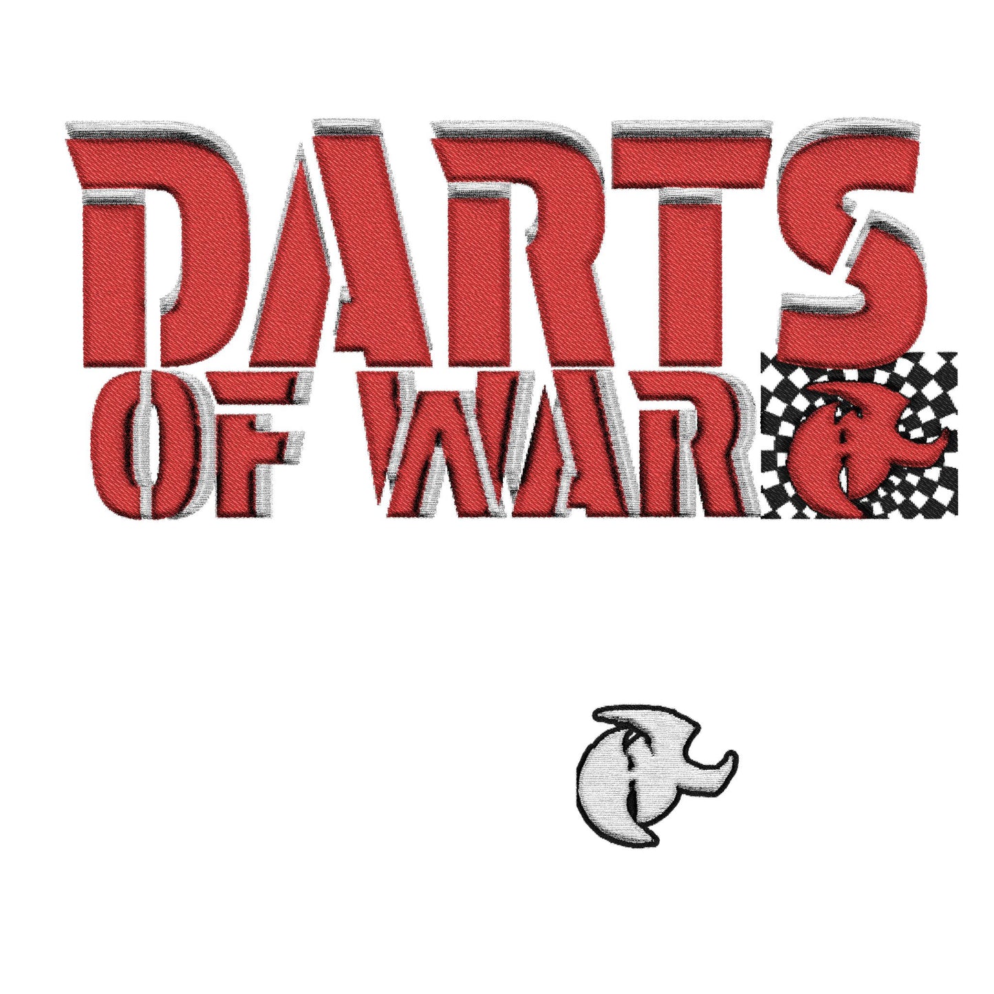 Embroidery Stitched Darts of War Hoodie – Red Distressed Darts Graphic Pullover