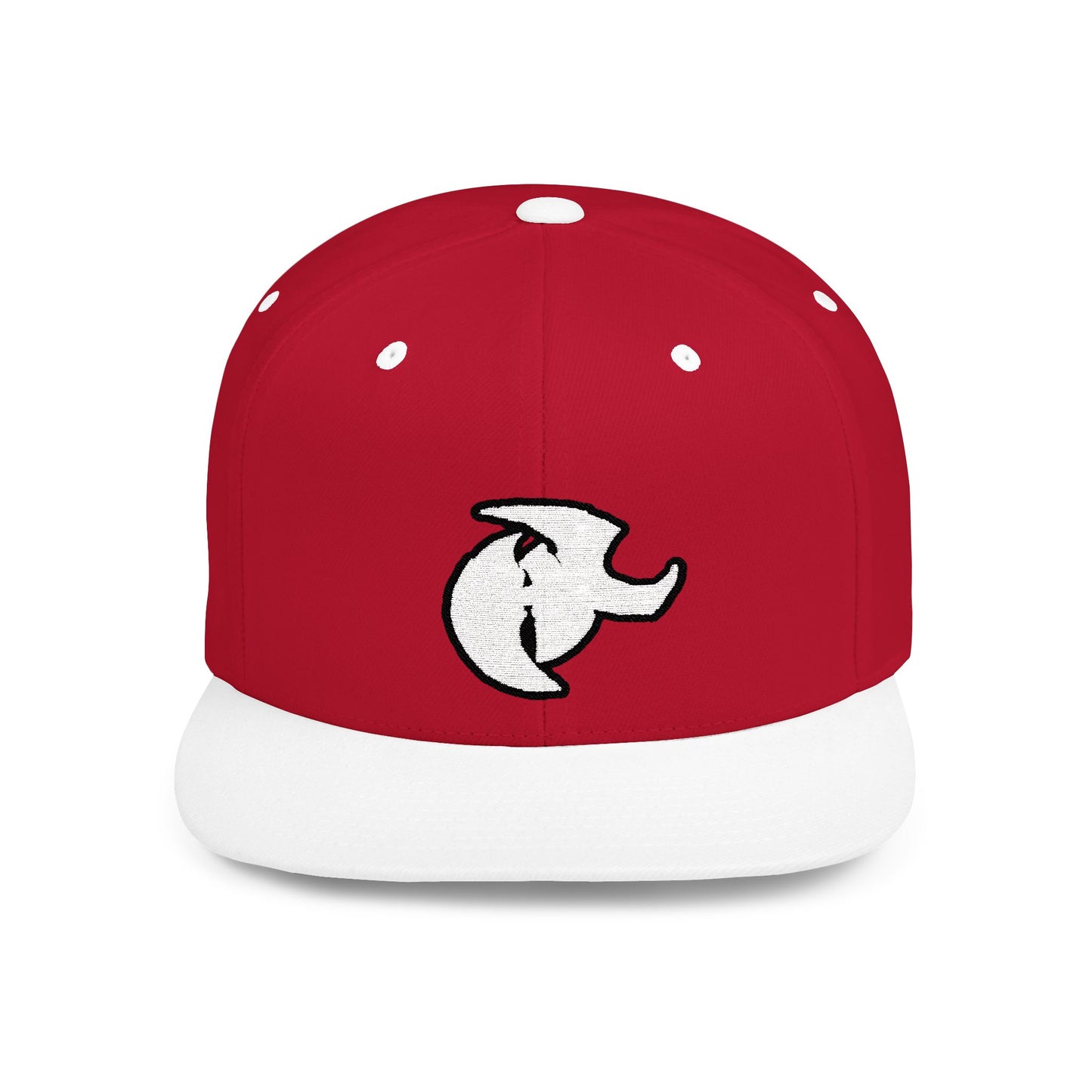 HK Logo Flat Bill Snapback - Trendy White Cap for Casual Style