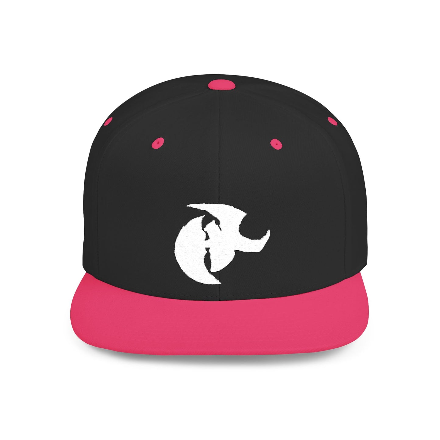 HK White LOGO  Flat Bill Snapback Hat | Stylish Casual Accessory