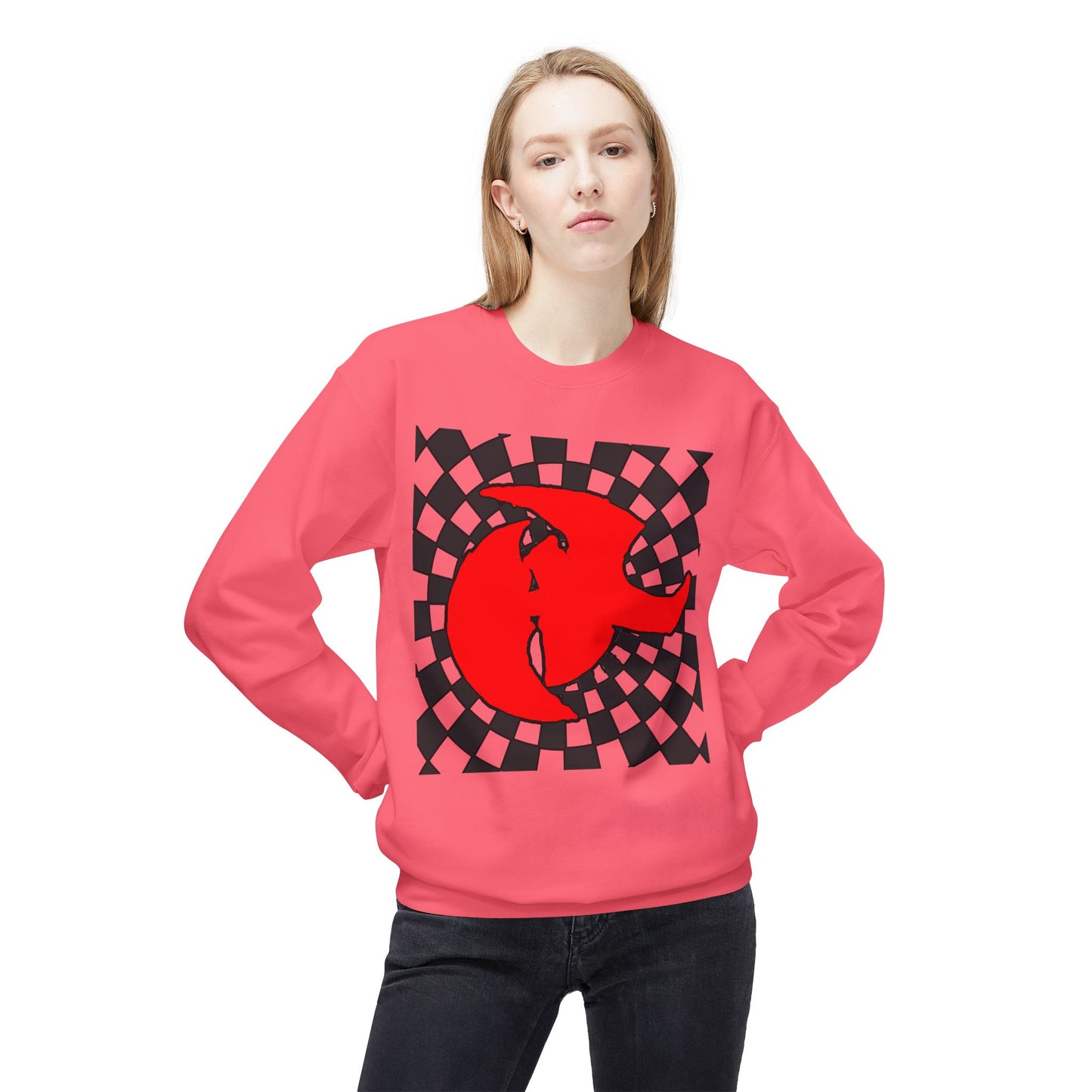 HK LOGO Unisex Fleece Sweatshirt with Bold Red Graphic