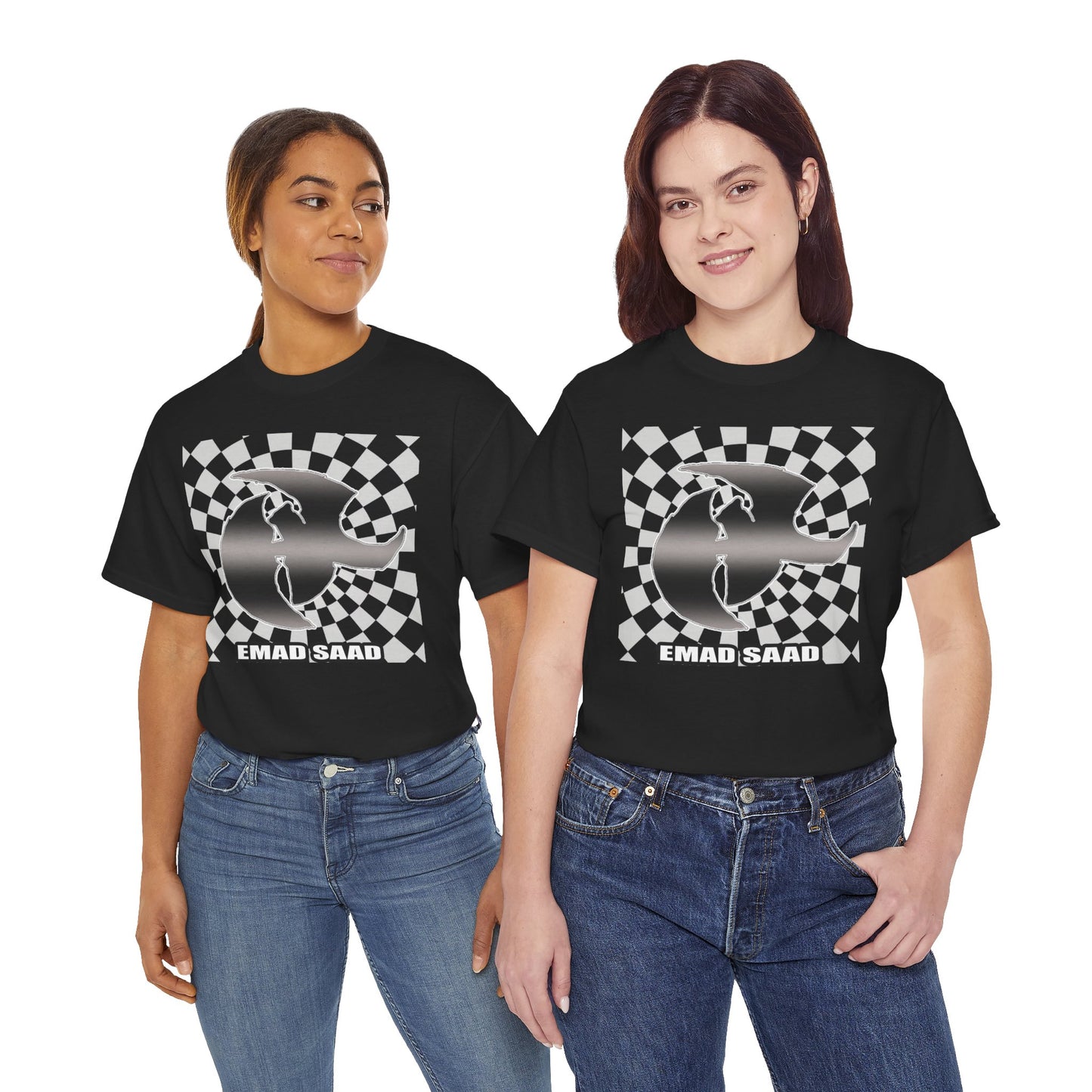 Emad Saad Checkerboard Graphic Unisex Heavy Cotton Tee
