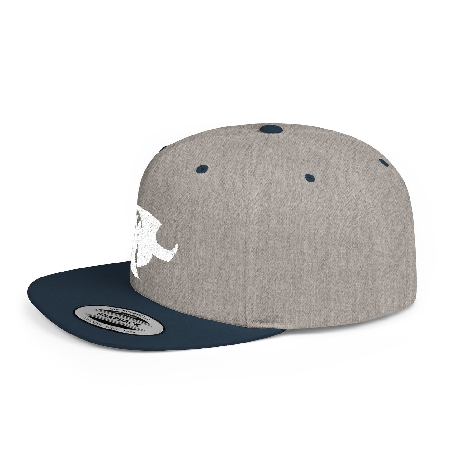 HK White LOGO  Flat Bill Snapback Hat | Stylish Casual Accessory