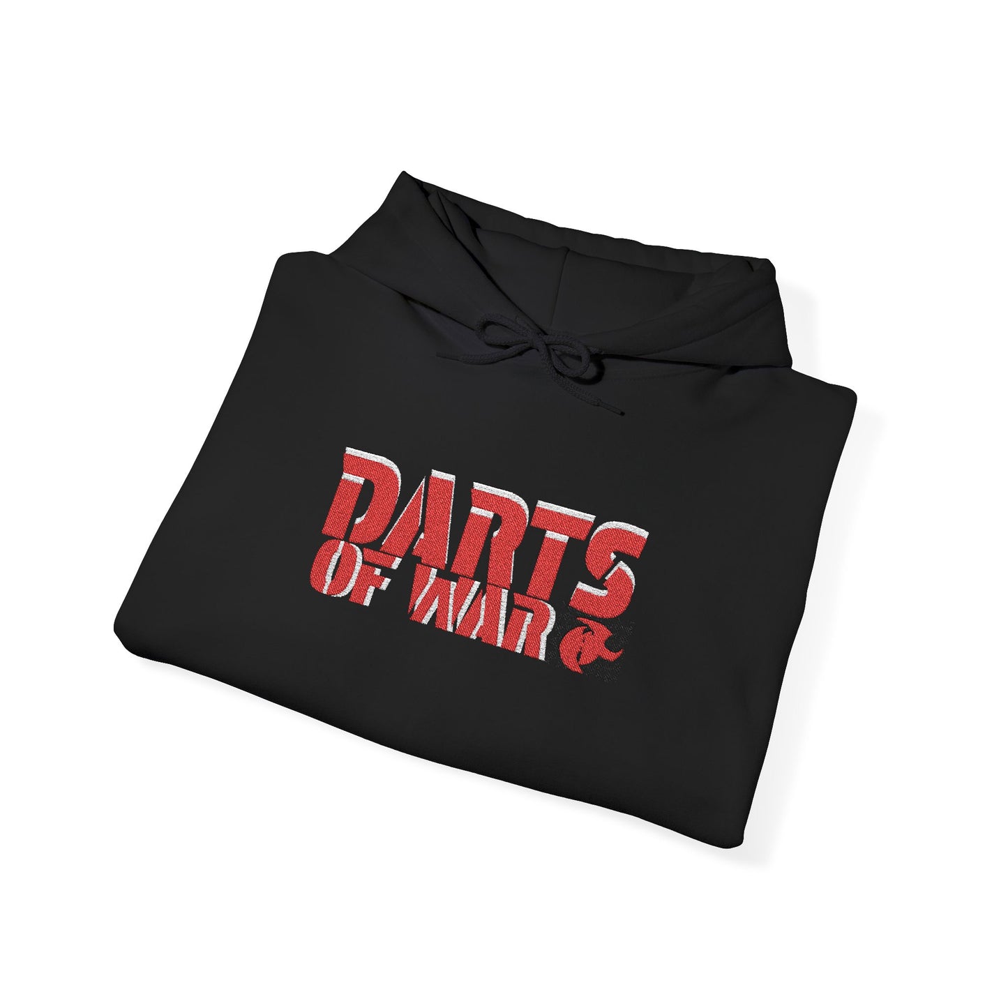Embroidery Stitched Darts of War Hoodie – Red Distressed Darts Graphic Pullover