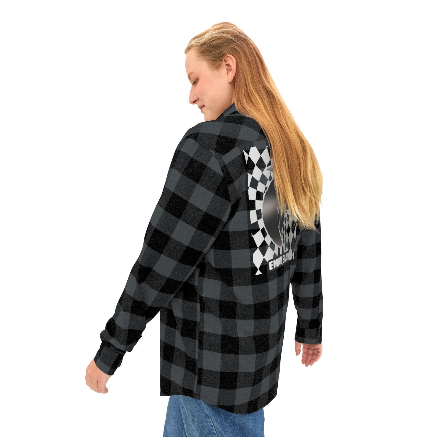 HK Logo Unisex Flannel Shirt with Checkered Design - Perfect for Casual Style & Outdoor Adventures