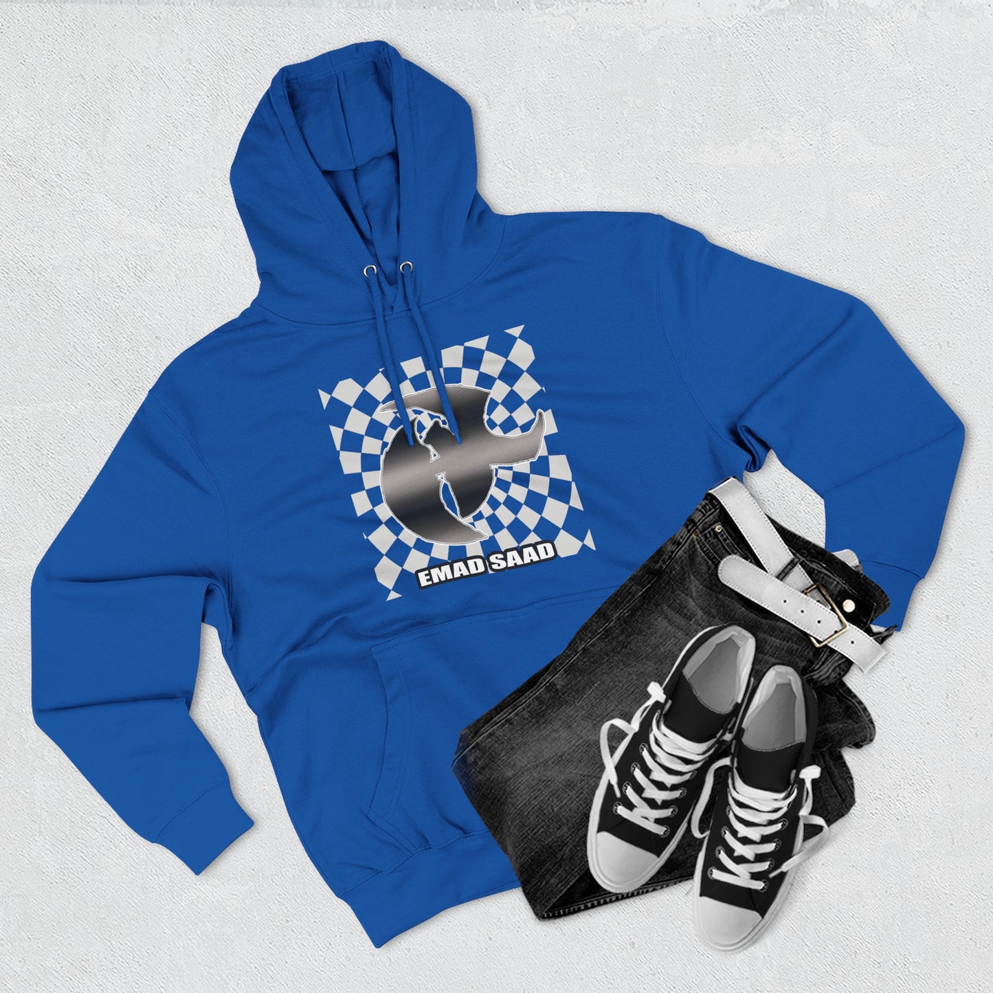 Emad Saad HK Checkerboard Skate Hoodie Graphic Pullover