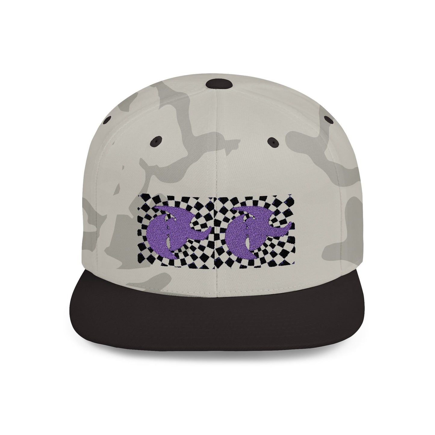 HK LOGO  Checkerboard Flat Bill Snapback CAP