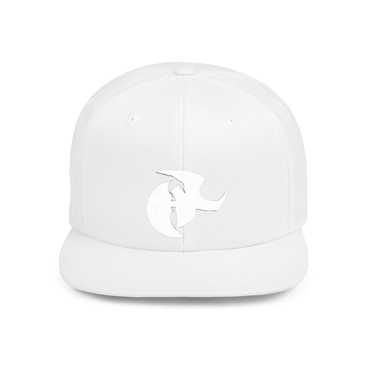HK White LOGO  Flat Bill Snapback Hat | Stylish Casual Accessory