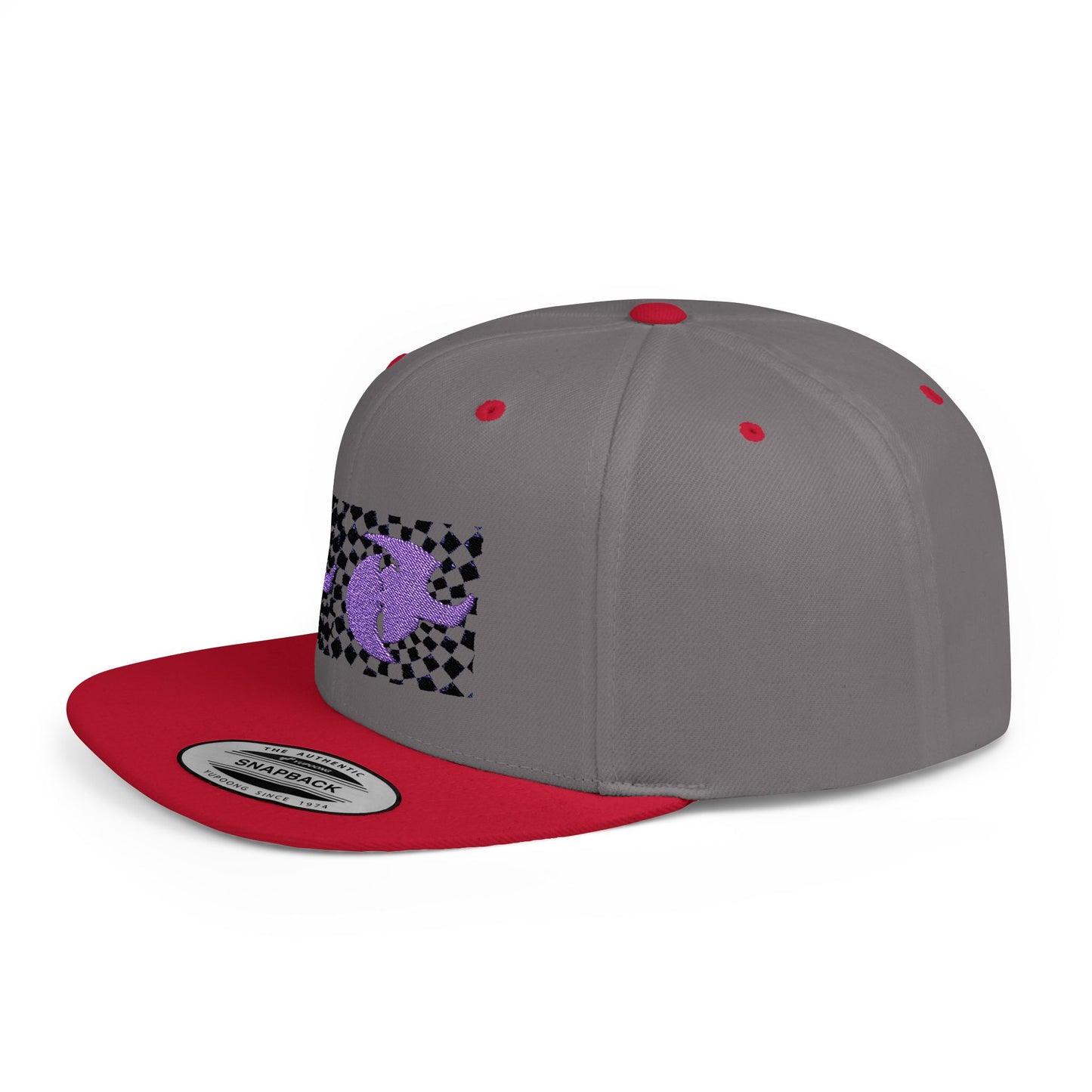 HK LOGO  Checkerboard Flat Bill Snapback CAP
