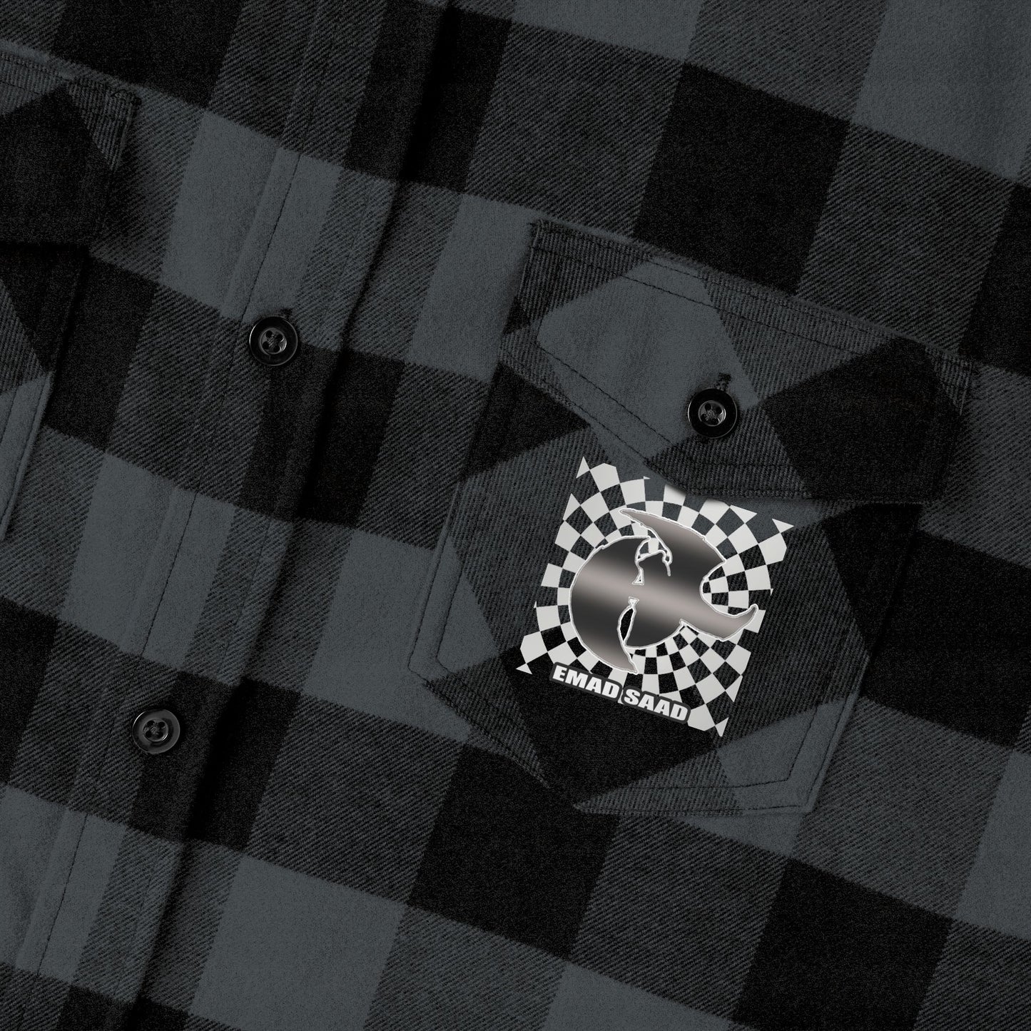 HK Logo Unisex Flannel Shirt with Checkered Design - Perfect for Casual Style & Outdoor Adventures