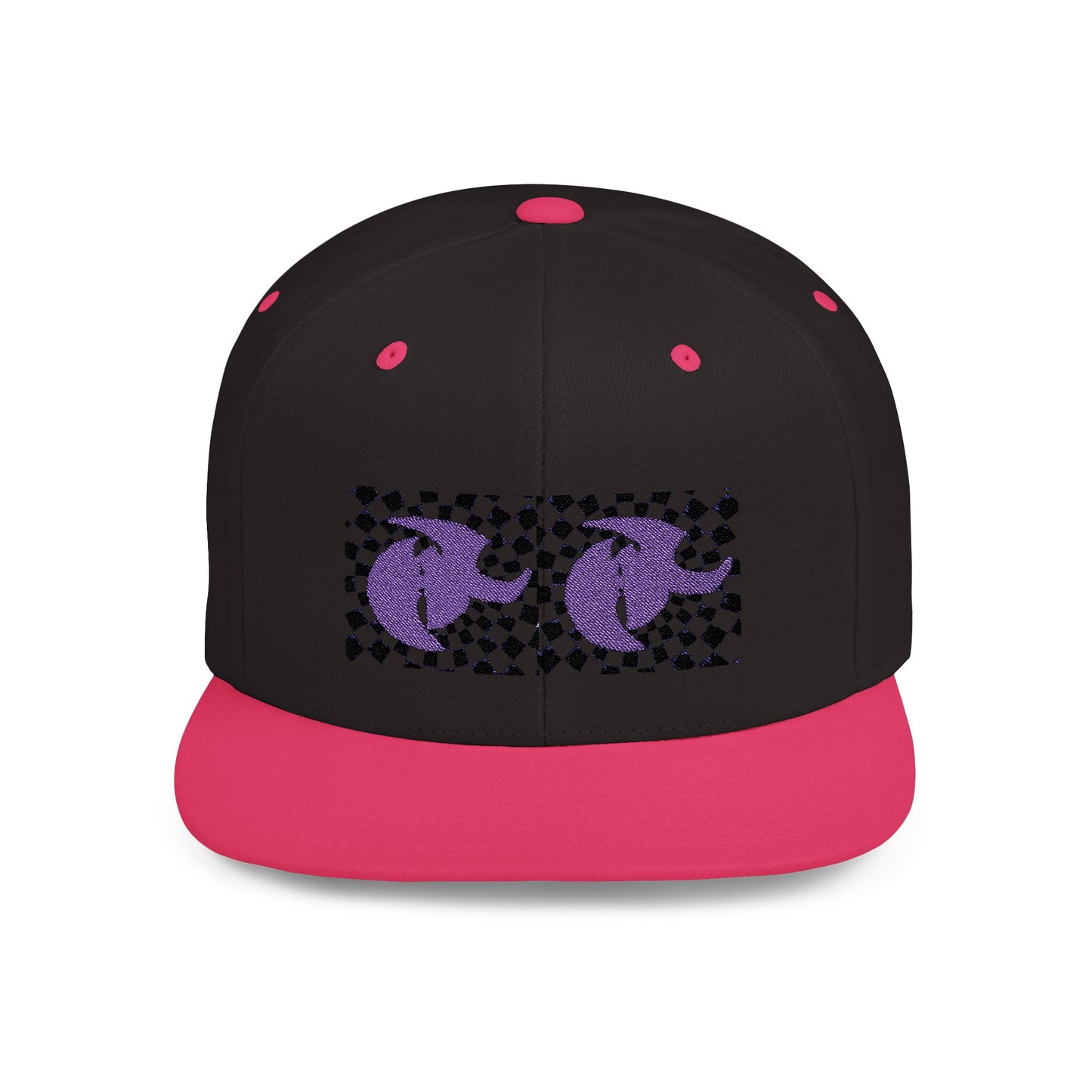 HK LOGO  Checkerboard Flat Bill Snapback CAP