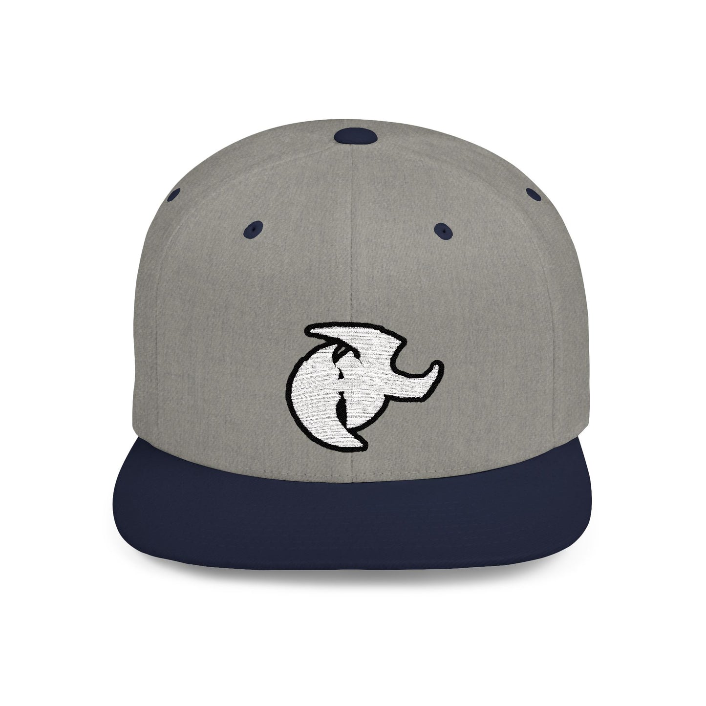 HK Logo Flat Bill Snapback - Trendy White Cap for Casual Style