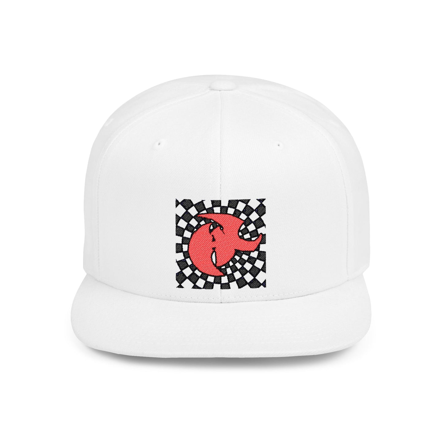 HK Logo Retro Checkerboard Flat Bill Snapback Hat