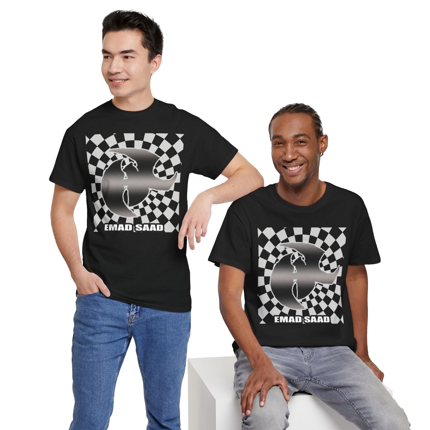 Emad Saad Checkerboard Graphic Unisex Heavy Cotton Tee