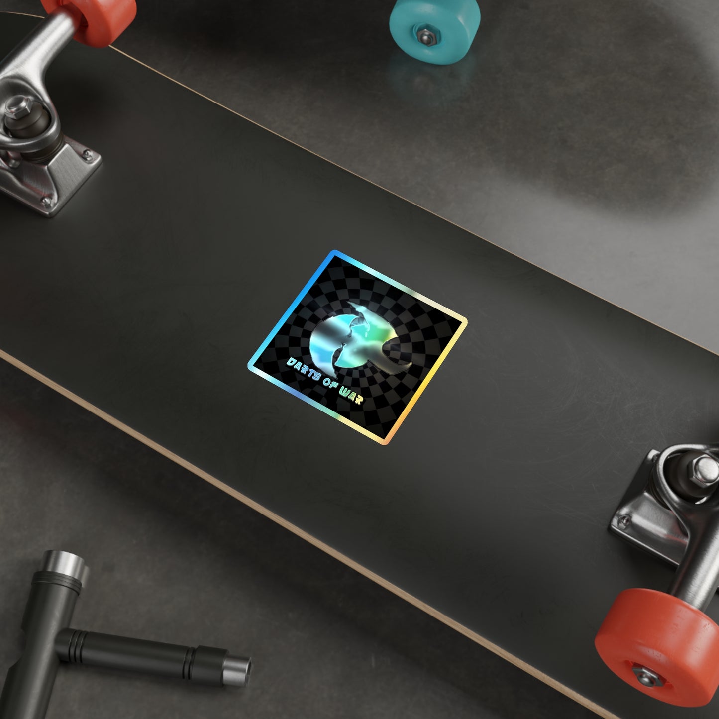Holographic Die-Cut Sticker — Iridescent 'Darts of War' Logo