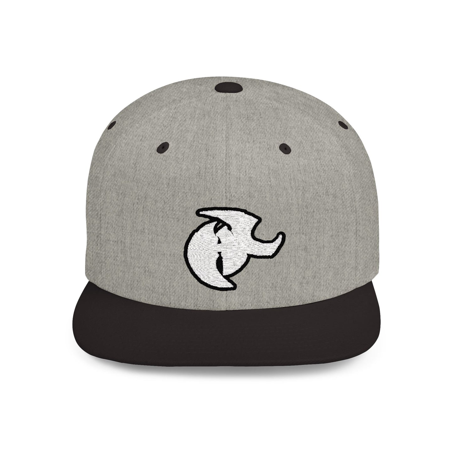 HK Logo Flat Bill Snapback - Trendy White Cap for Casual Style