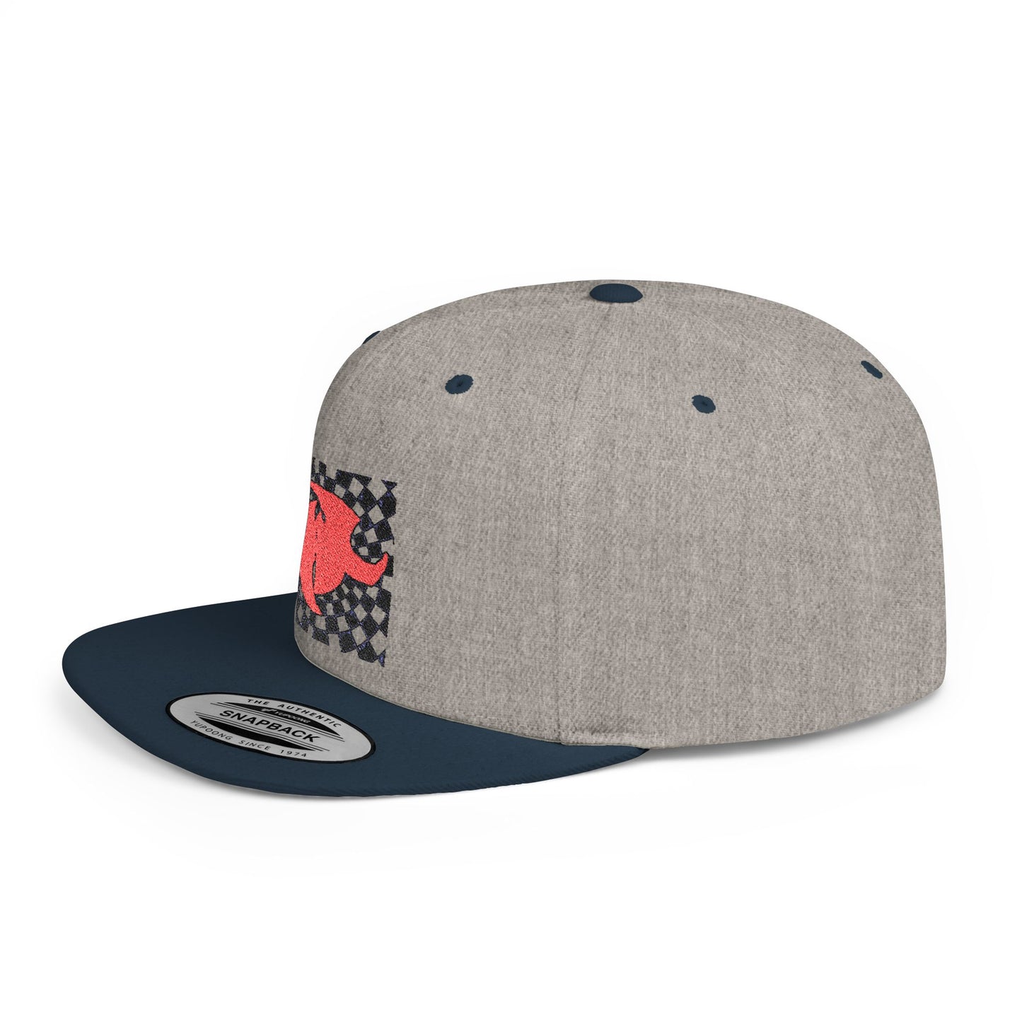HK Logo Retro Checkerboard Flat Bill Snapback Hat