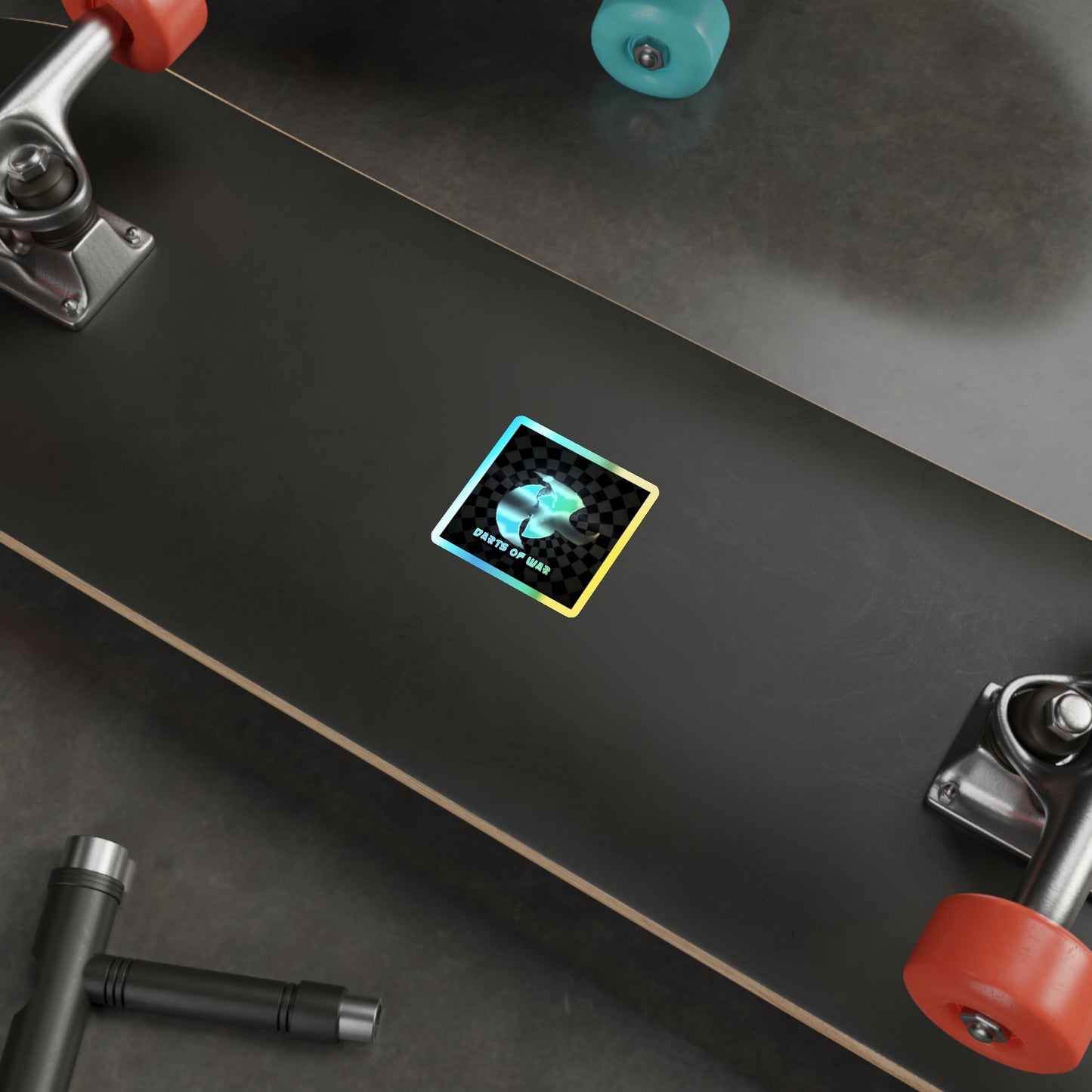 Holographic Die-Cut Sticker — Iridescent 'Darts of War' Logo