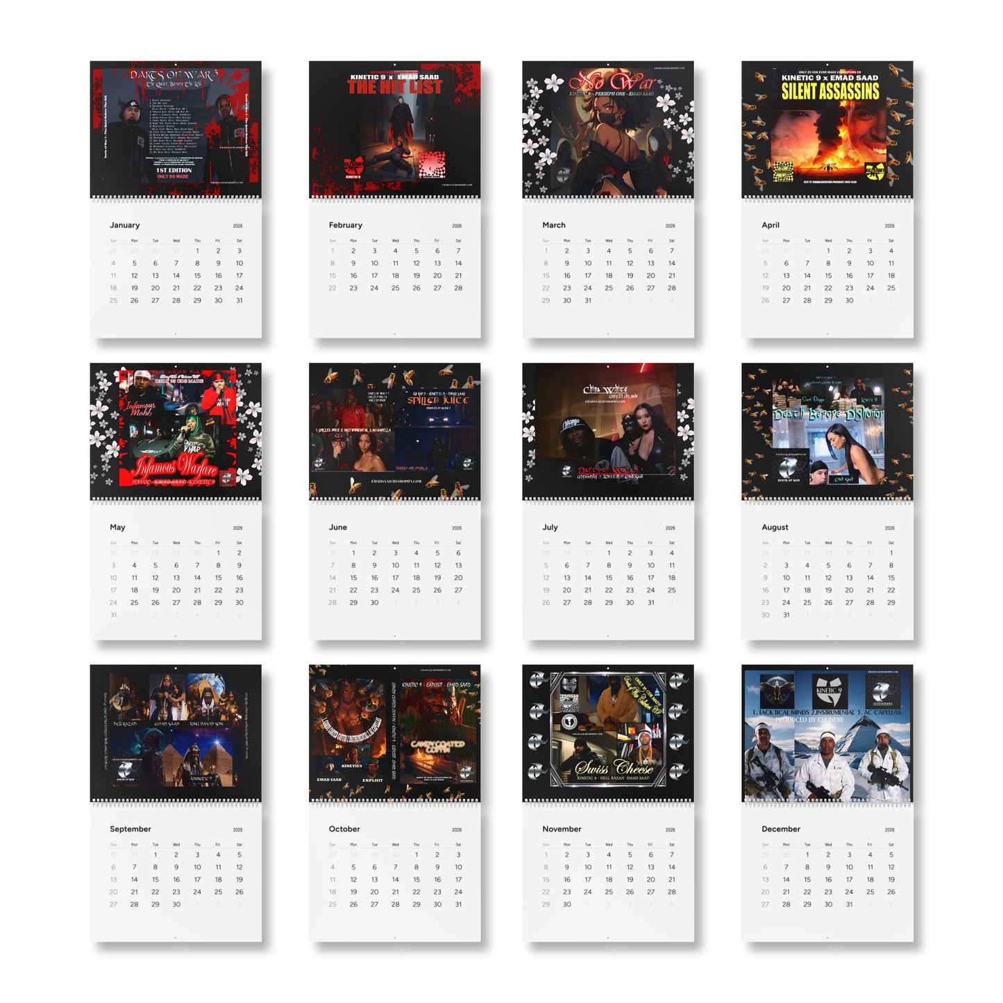 DARTS OF WAR 3  2026 Wall Calendar