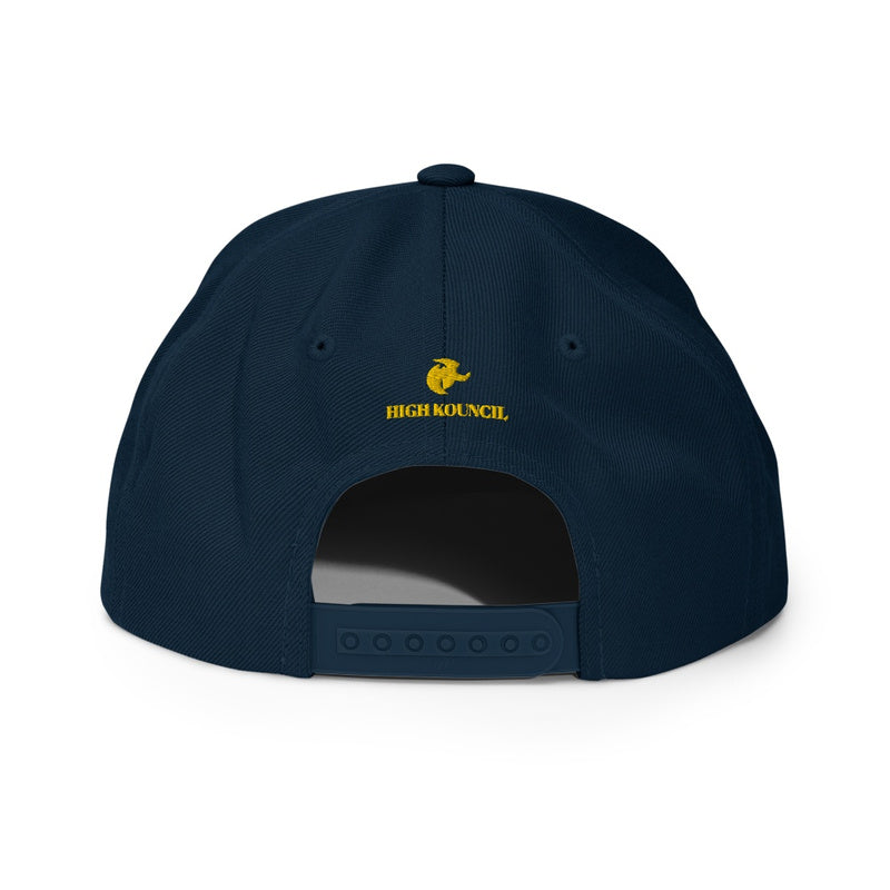 HK snap-back hat checker embroider