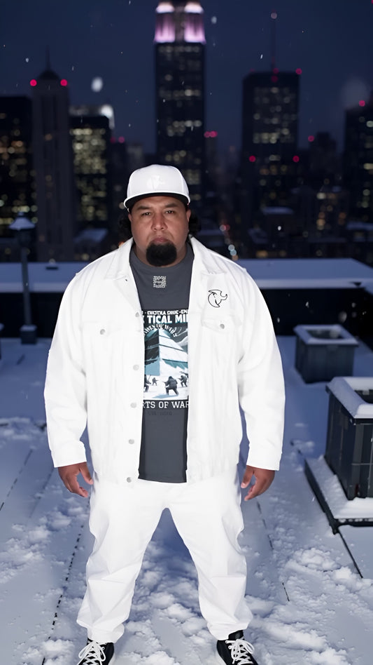 HK LOGO Embroidered Unisex Denim Jacket - Stylish and Versatile White Outerwear